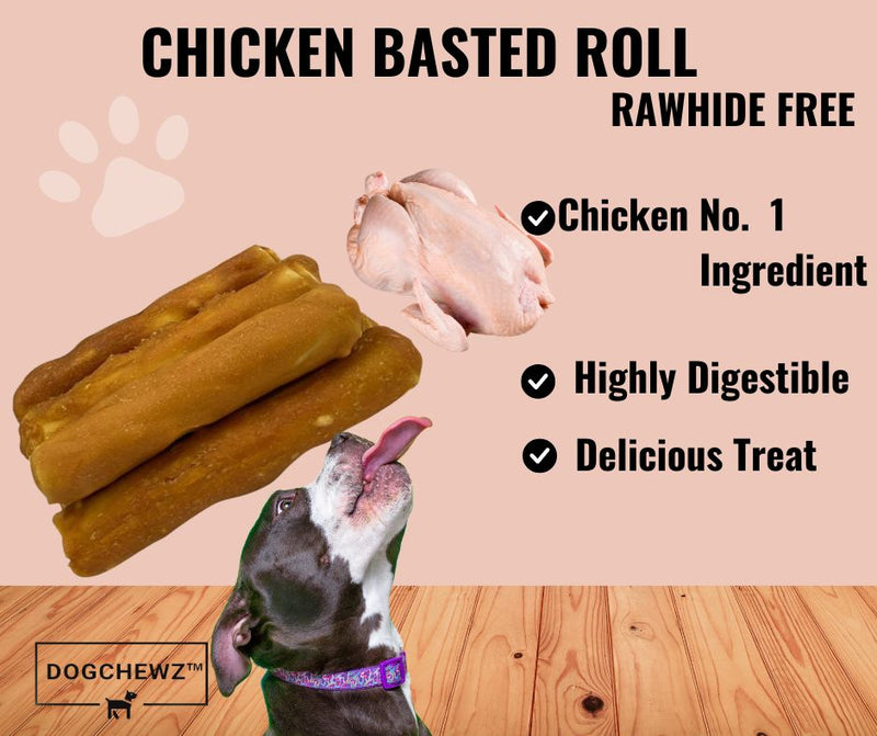 DOGCHEWZ™ Rawhide Free Chicken Basted Roll Dog Chew Treats 5" (8 Count/Bag)