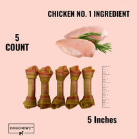 DOGCHEWZ™ Rawhide Free Knotted Bone Peanut Butter Small Dog Chew Treats 5" (5 Ct/Bag) - Chicken Flavor