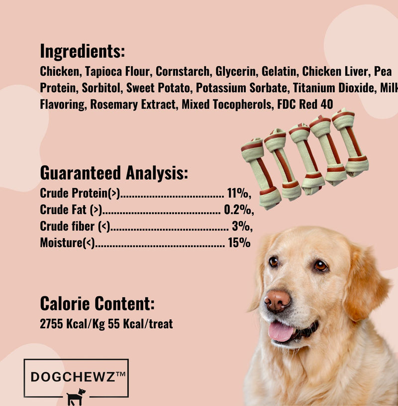 DOGCHEWZ™ Rawhide Free Knotted Bone Chicken Small Dog Chew Treats 5" (5 Ct/Bag)