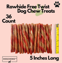 DOGCHEWZ™ Rawhide Free Twist Dog Chew Treats 5" (36 Ct/Bag) - Chicken Flavor - Gluten Free